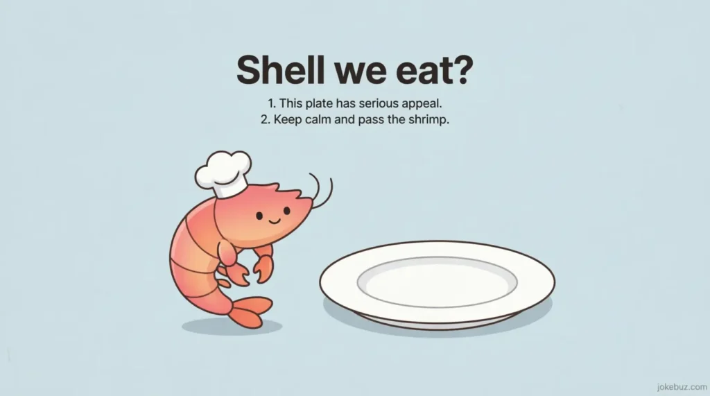 Funny shrimp puns and jokes for caption