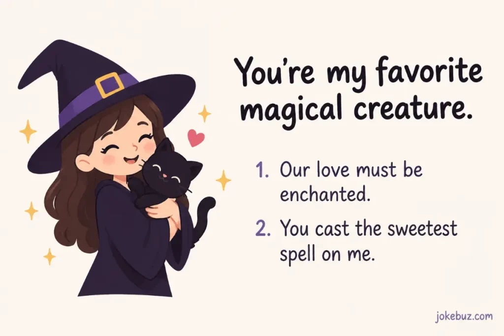 witch puns and jokes Cute Magic Lines for Couples